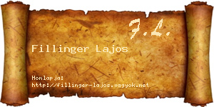 Fillinger Lajos névjegykártya